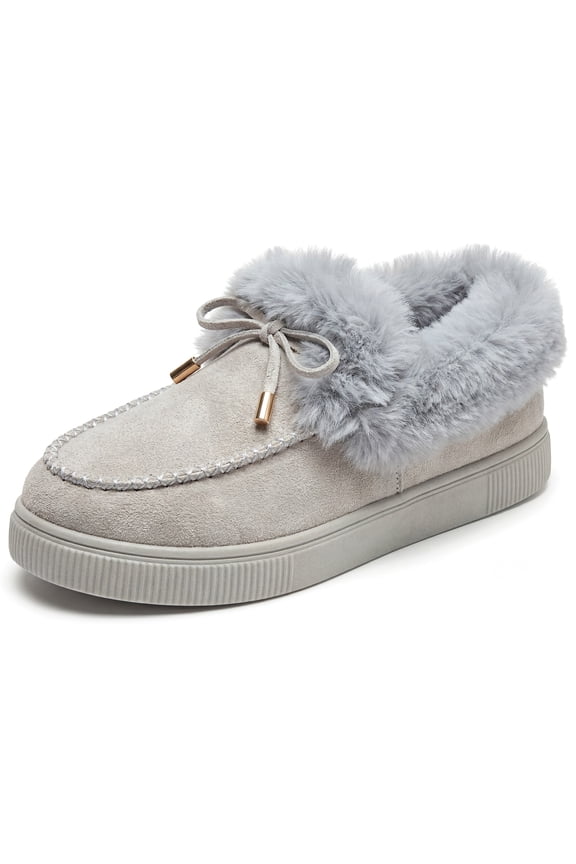 Women's Durable Warm Insulation Shoes Lightweight Winter Anti-Slip Outsole Snow Boots Grey 7