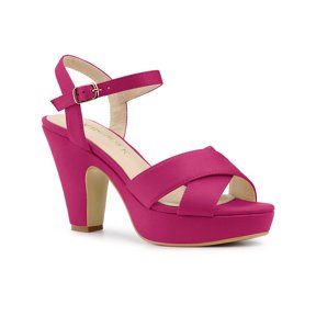 BLISSFUL STEP Women's Platform Heels Chunky Heel Slingback Open Toe ...