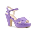 thumbnail image 1 of BLISSFUL STEP Women's Fashion Platform Strap Slingback Chunky Heel Open Toe Sandals Light Purple 7, 1 of 7