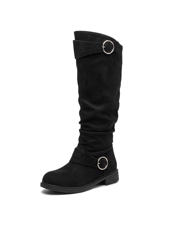 Women's Flat Over Knee Shoes No Heel Soft Cushioned Boots Black 8
