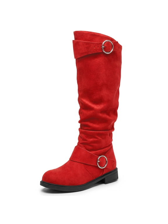 Women's Flat Over Knee Shoes No Heel Soft Cushioned Boots Red 9