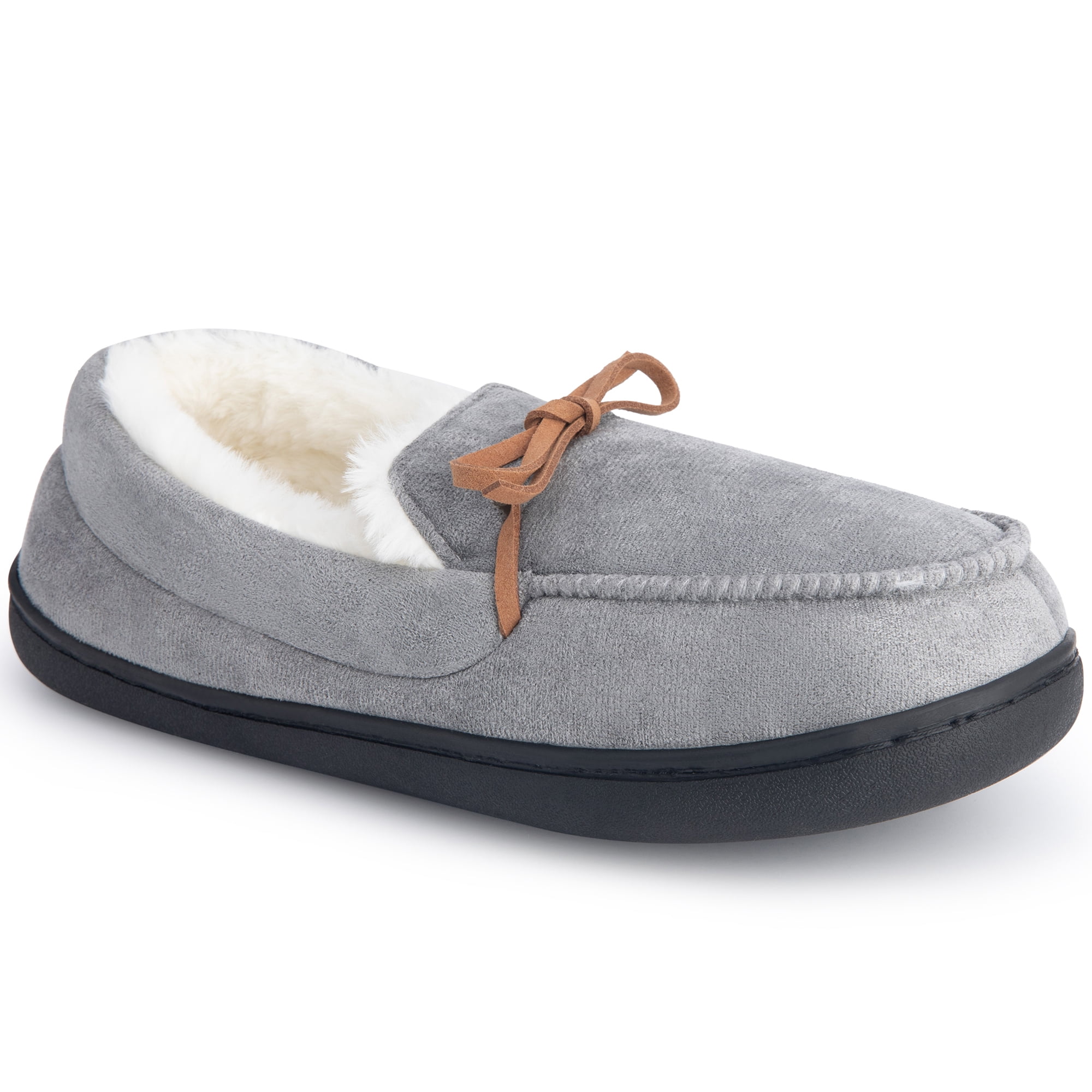 Step Sandals BLISSFUL STEP Women's Fuzzy House Shoes Flat Bow Backless Slippers Grey ...