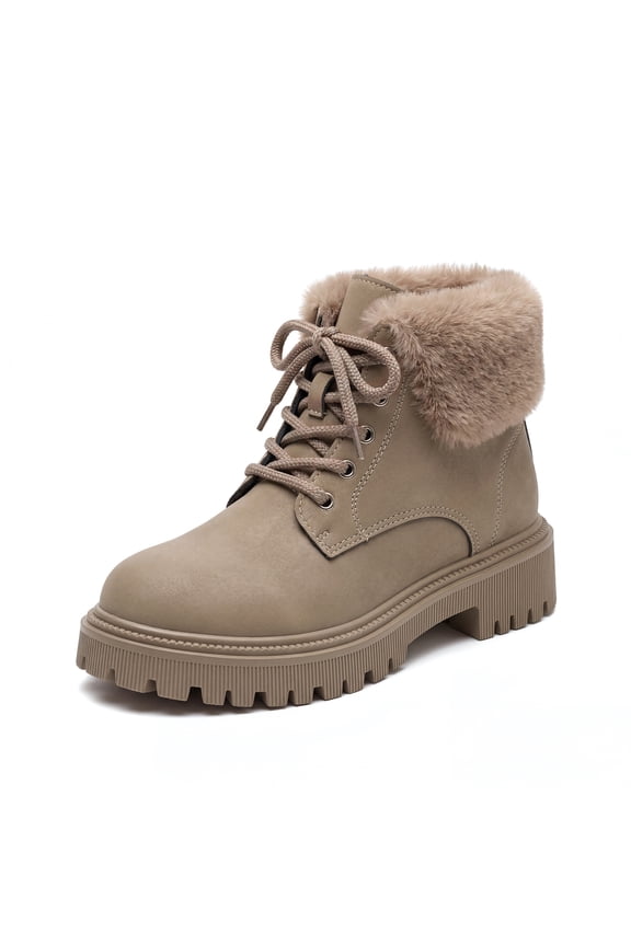 Women's Insulated Winter Shoes Warm Lightweight Anti-Slip Outdoor Snow Boots Khaki 8