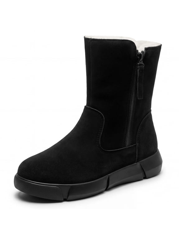 Women's Lightweight Comfortable Shoes Warm Snow Walking Booties Black 6