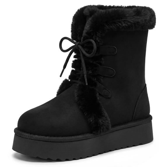 BLISSFUL STEP Women's Lightweight Comfortable Warm Shoes Snow Non Slip Winter Boots Black 6