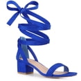 thumbnail image 1 of BLISSFUL STEP Women's Opened Toe Block Heel Lace up Dress Sandals Royal Blue 8.5, 1 of 6