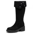 thumbnail image 1 of BLISSFUL STEP Women's Over Knee Thick Platform Shoes Side Zipper Winter Thigh High Boots Black 5, 1 of 5