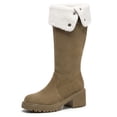 thumbnail image 1 of BLISSFUL STEP Women's Over Knee Thick Platform Shoes Side Zipper Winter Thigh High Boots Khaki-Fleece 8, 1 of 5