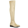 thumbnail image 1 of BLISSFUL STEP Women's Round Toe Block Heel Over Knee High Boots Gold 10, 1 of 7