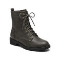 thumbnail image 1 of BLISSFUL STEP Women's Round Toe Lace Up Flat Heels Ankle Combat Boots Gray 6, 1 of 8