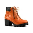 thumbnail image 1 of BLISSFUL STEP Valentine's Women's Boot Rounded Toe Side Zip Combat Block Heel Ankle Boots Orange 8.5, 1 of 8