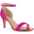 thumbnail image 1 of BLISSFUL STEP Women's Sandals Ankle Strap Stiletto Heels Glitter Sandals Hot Pink 7, 1 of 4