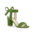 thumbnail image 1 of BLISSFUL STEP Women's Sandals Ankle Tie Back Open Toe Block Heels Olive Green 11, 1 of 8