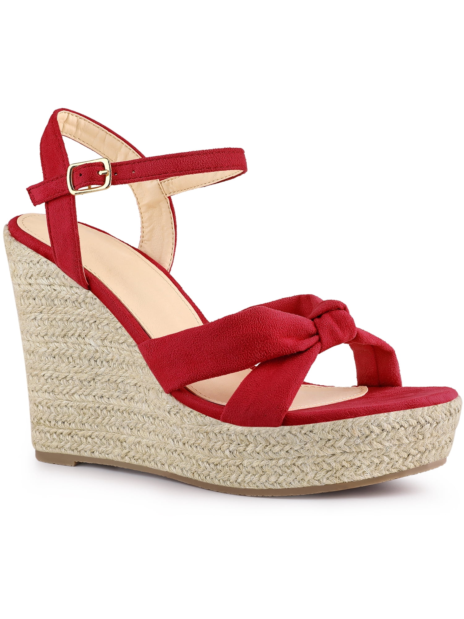 BLISSFUL STEP Women's Sandals Espadrille Wedge Open Toe Ankle Strap ...