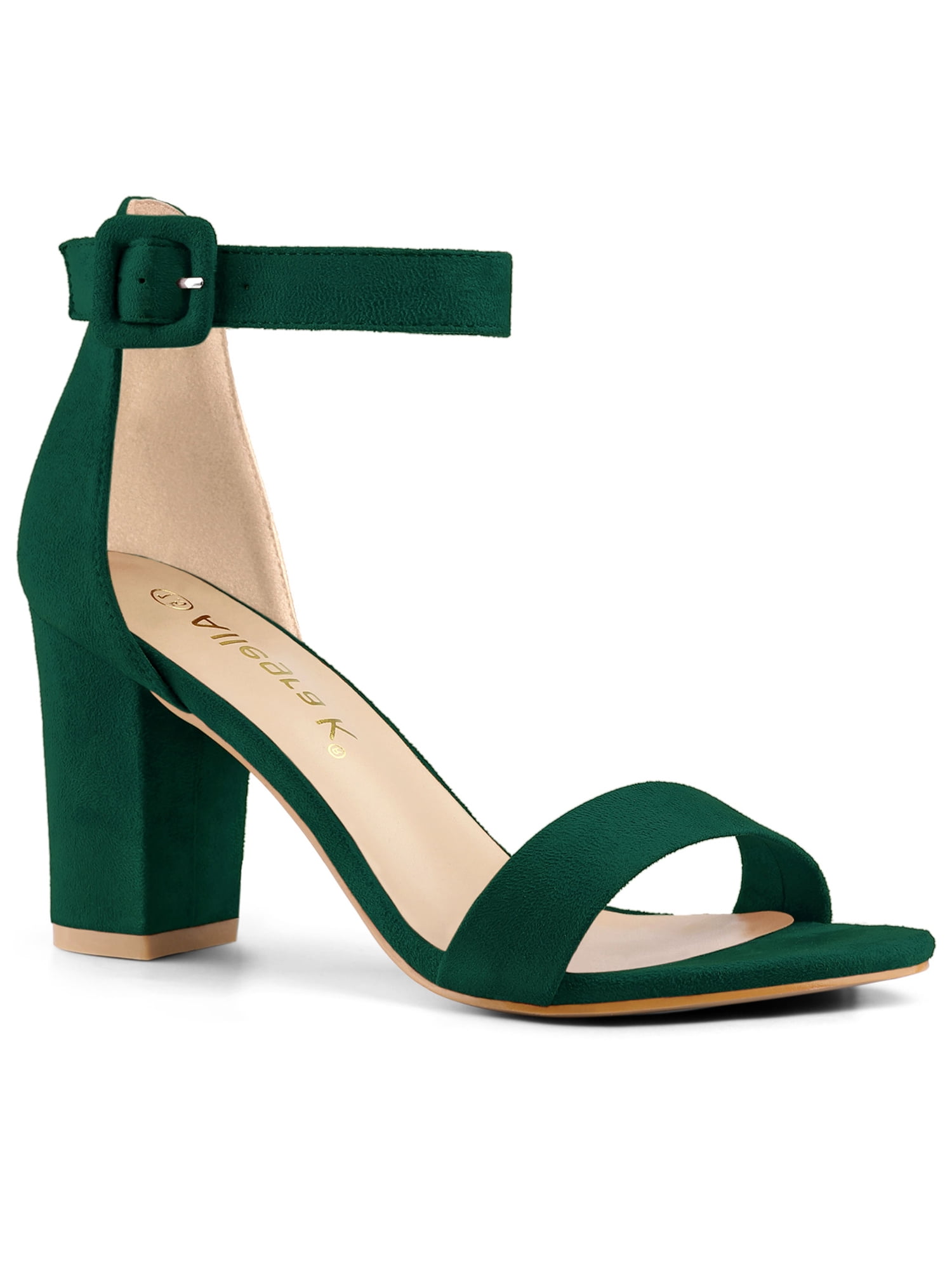 BLISSFUL STEP Women's Shoes Ankle Strap Block Heel Buckle Open Toe ...