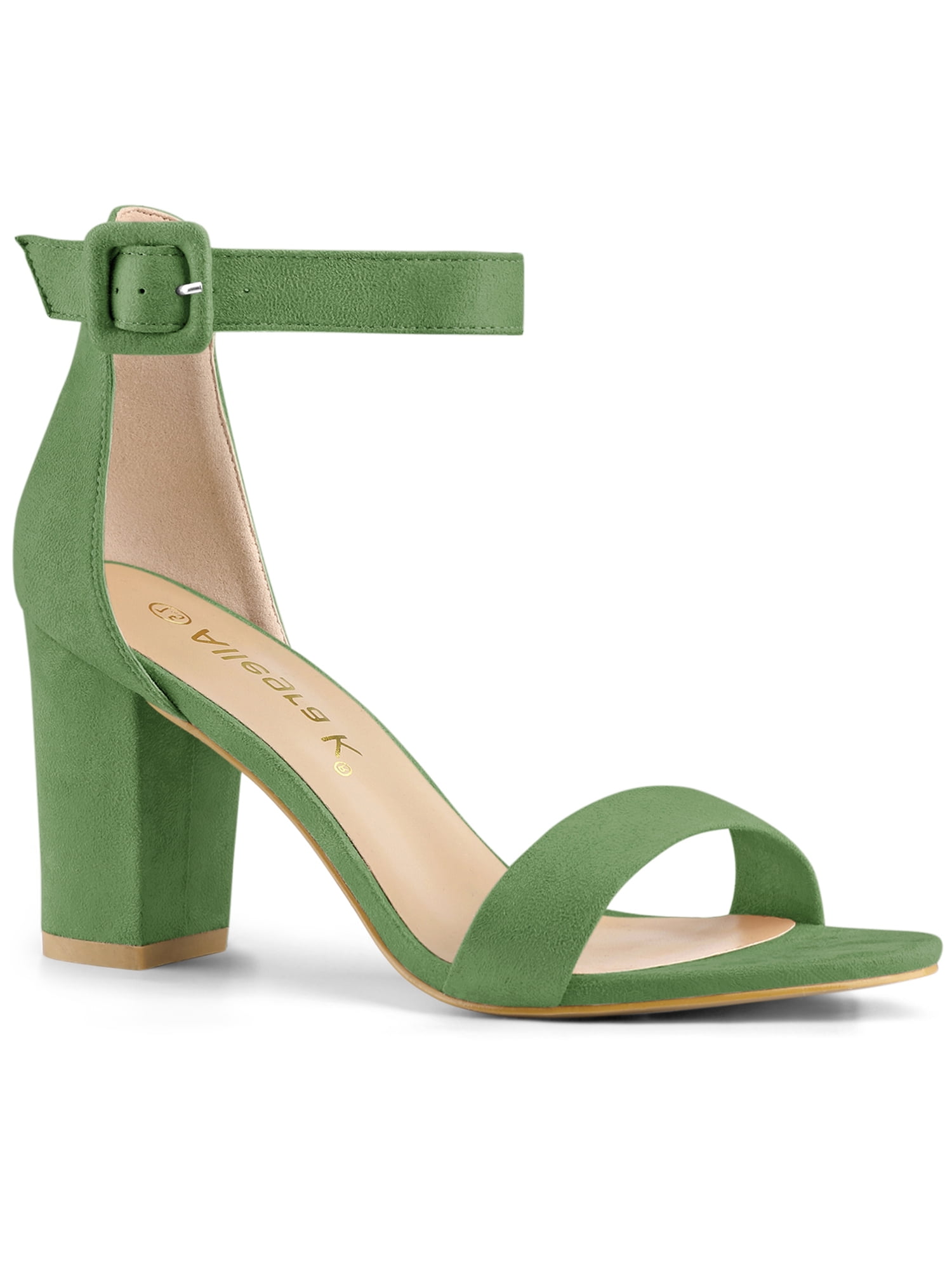 BLISSFUL STEP Women's Shoes Ankle Strap Block Heel Buckle Open Toe ...