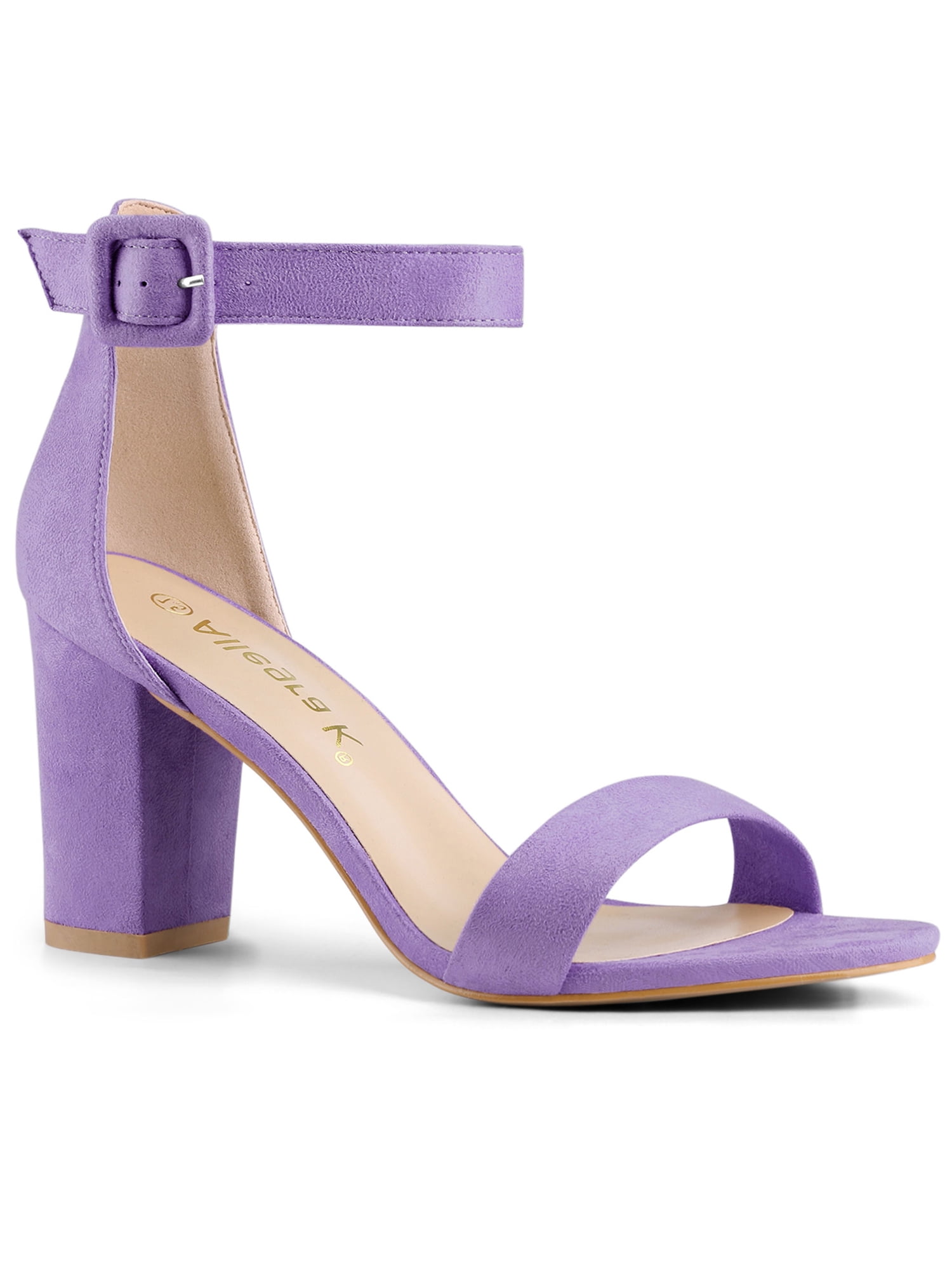 BLISSFUL STEP Women's Shoes Ankle Strap Block Heel Buckle Open Toe ...