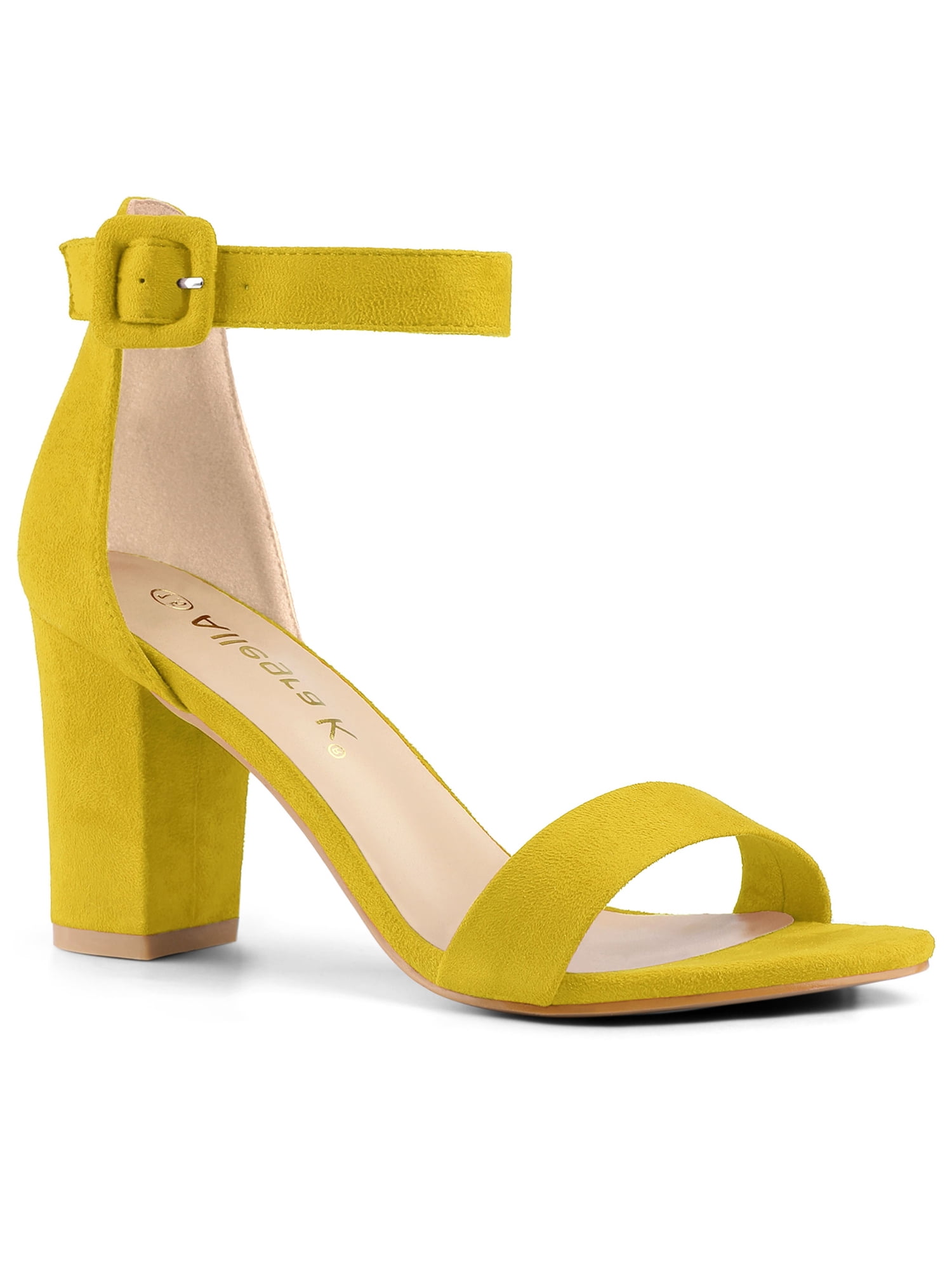 BLISSFUL STEP Women's Shoes Ankle Strap Block Heel Buckle Open Toe ...
