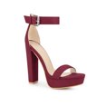 thumbnail image 1 of BLISSFUL STEP Women's Shoes Faux Suede Platform Block Heel Ankle Strap Buckle Open Toe Sandals Burgundy 10.5, 1 of 6