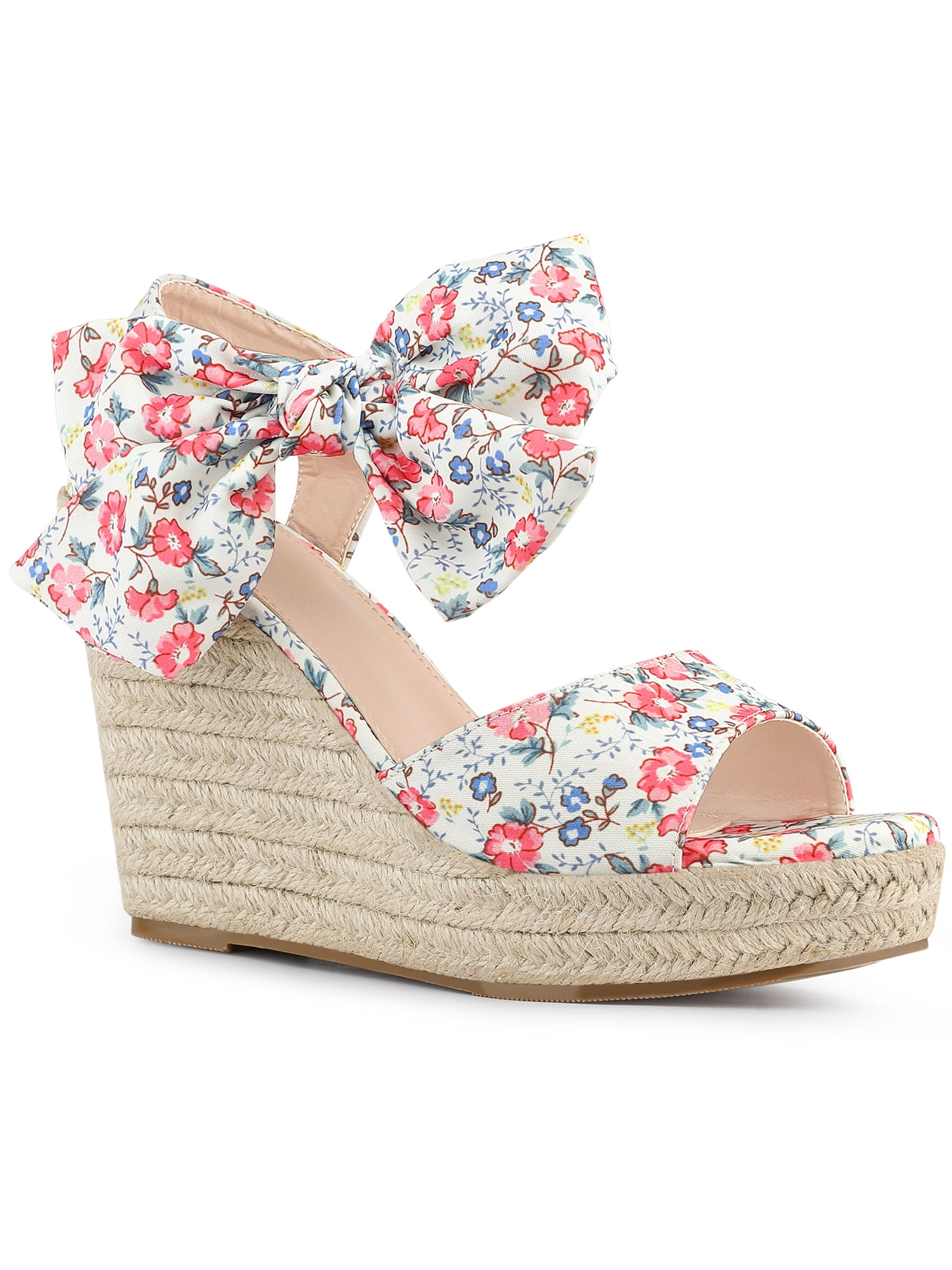 Step Sandals BLISSFUL STEP Women's Shoes Floral Printed Bow Tie Platform Slingback ...