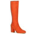 thumbnail image 1 of BLISSFUL STEP Valentine's Women's Knee High Boots Side Zipper Faux Suede Block Chunky Heels Orange 10, 1 of 7