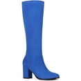 thumbnail image 1 of BLISSFUL STEP Valentine's Women's Knee High Boots Side Zipper Faux Suede Block Chunky Heels Royal Blue 6.5, 1 of 5