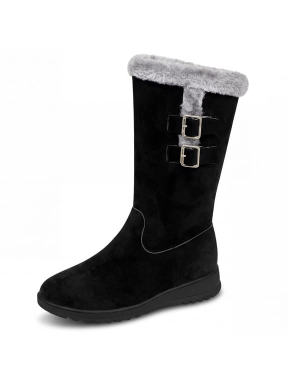 Women's Snow Comfortable Non Slip Warm Shoes Flexible Durable Boots Black 6.5