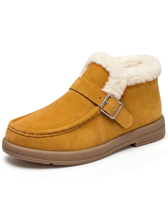 Women's Snow Non-Slip Warm Shoes Lightweight Flexible Durable Boots Coffee 7.5