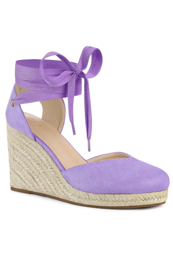 Women's Shoes Espadrille Wedge High Heel Round Toe Sandals Purple 9