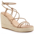 thumbnail image 1 of BLISSFUL STEP Women's Strappy Wedges Heels Espadrille Wedge Sandals Nude 7, 1 of 6