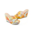 thumbnail image 1 of BLISSFUL STEP Women's Tie Dyed Strap Platform Slide Wedge Heels Sandals Orange 8, 1 of 8