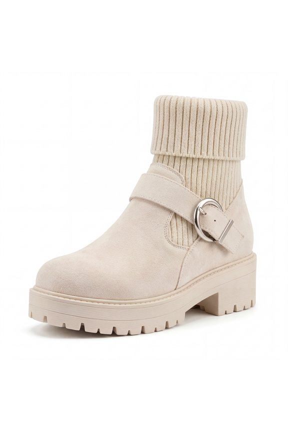 Women's Warm Winter Snow Shoes Ankle Anti-Slip Outdoor Comfortable Boots Beige 8