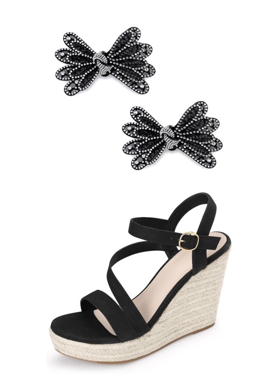 Women's Wedge Sandal Platform Ankle Strap Open-Toe Heel Buckle Sandals Black (Size 10) Black 10