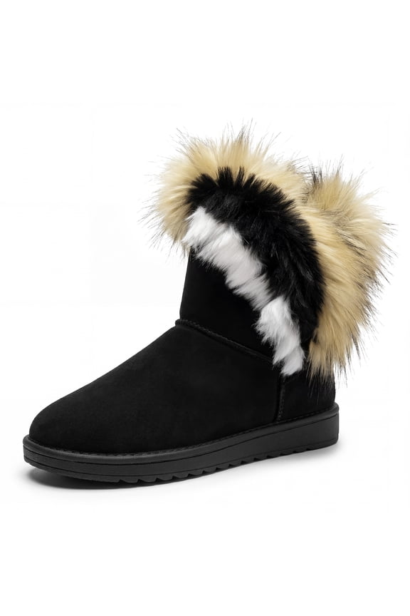 Women's Winter Snow Anti-Slip Warm Lightweight Flexible Durable Non-Slip Outsole Boots Black 9