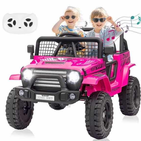BLISSRIDE 24V Kids Ride on Truck Car with Remote Control, 2 Seater Ride on Toy w/4WD Motor, 5mph Speed, Bluetooth Music, Spring Suspension, LED Light, Battery Powered Car for Big Kid Boy Girl-RoseRed