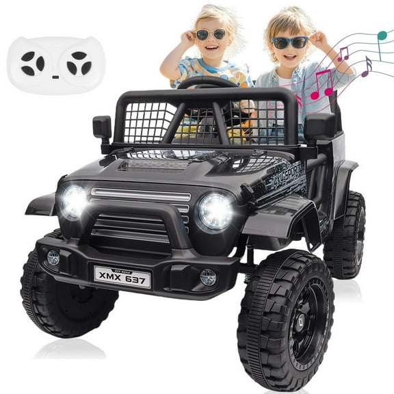 BLISSRIDE 24V Kids Ride on Truck Car with Remote Control, 2 Seater Ride on Toy w/4WD Motor, 5mph Speed, Bluetooth Music, Spring Suspension, LED Light, Battery Powered Car for Big Kids Boy Girl, Black