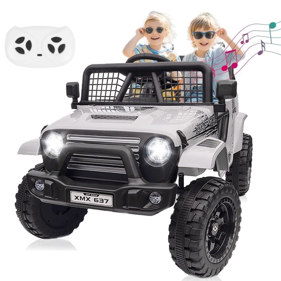 BLISSRIDE 24V Kids Ride on Truck Car with Remote Control, 2 Seater Ride on Toy w/4WD Motor, 5mph Speed, Bluetooth Music, Spring Suspension, LED Light, Battery Powered Car for Big Kid Boy Girl, D-Gray