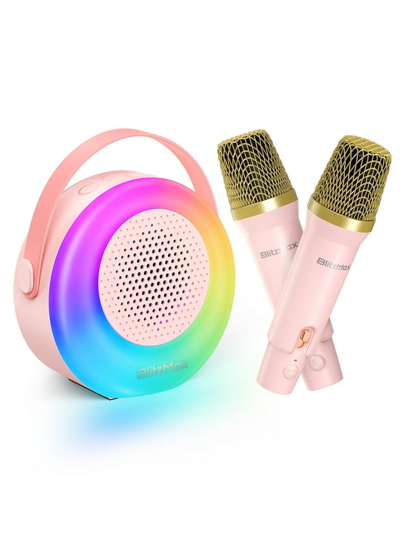 BLITZ Karaoke Machine with 2 Wireless Mic, Mini Portable Bluetooth Karaoke Singing Speaker for Kids Adults, Birthday Gifts, Christmas Gifts