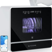 BLITZHOME Smart Wifi Countertop Dishwasher, 9 Programs,5.2L Built-in Water Tank ,3-Spray Arms & 24H Timing,No Installation Needed