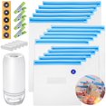 thumbnail image 1 of BLITZHOME Reusable Sous Vide Bags 3 Sizes,30 Pack Kit Vacuum Food Storage Bags, with 1 Automatic Pump,15Pcs Bags, 5 Sealing Clips, 4 Cooking Clips,5 Air Valves, 1 of 9