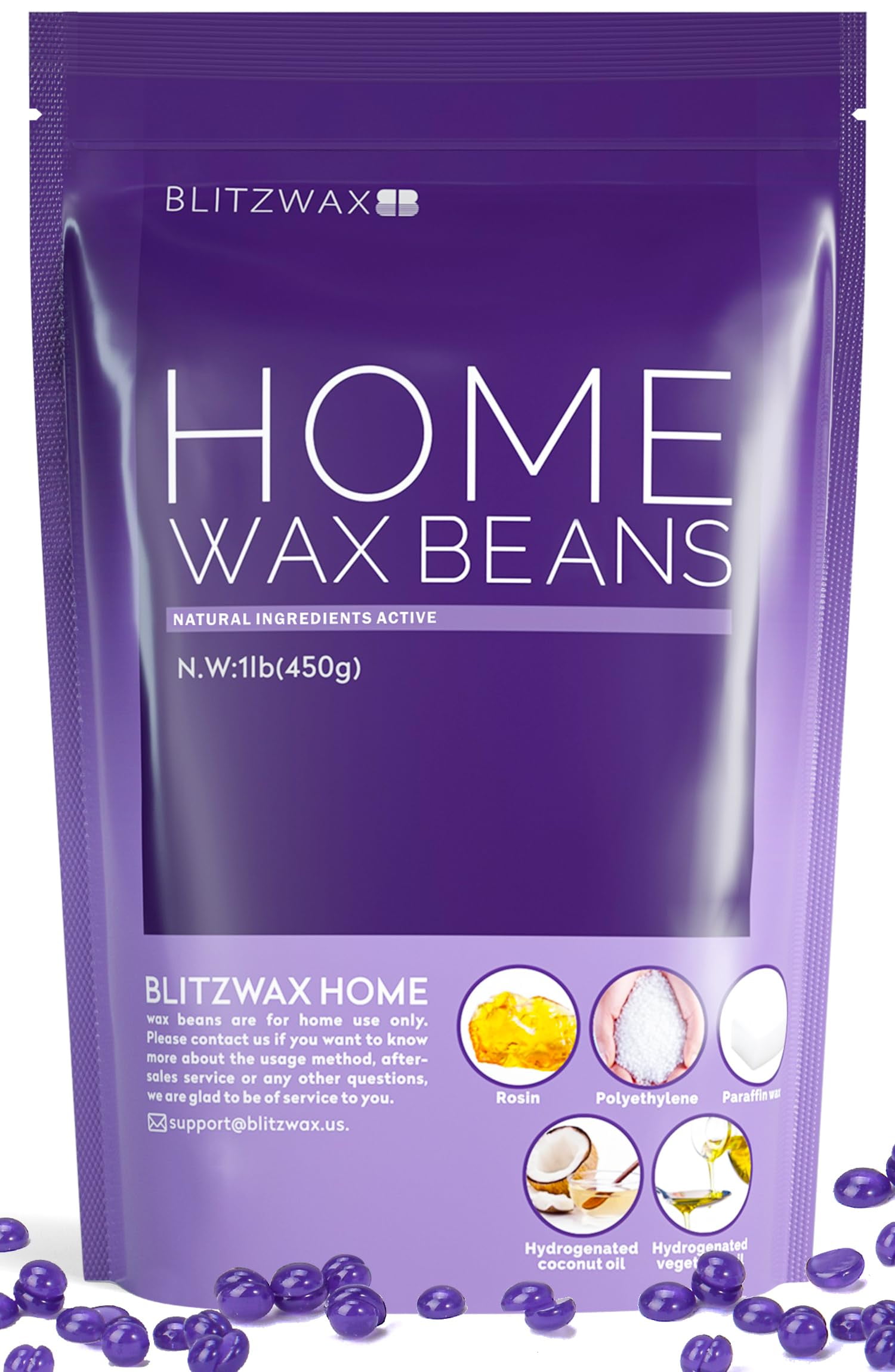 BLITZWAX Wax Beads for Hair Removal 1lb Lavender Hard Wax Beads