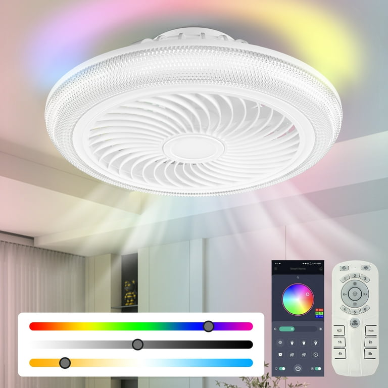 20Inch Modern Low Profile Ceiling Fan, 6-Speed Reversible Ceiling Fan With Dimmable Light APP Control And Remote Control