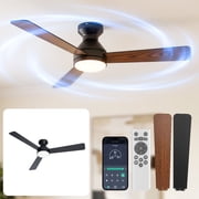 BLITZWILL Ceiling Fans with Lights and Remote & App Control,52 inch Modern Ceiling Fans,3 Reversible Blades Dimmable Noiseless, for Bedroom Kitchen Patio
