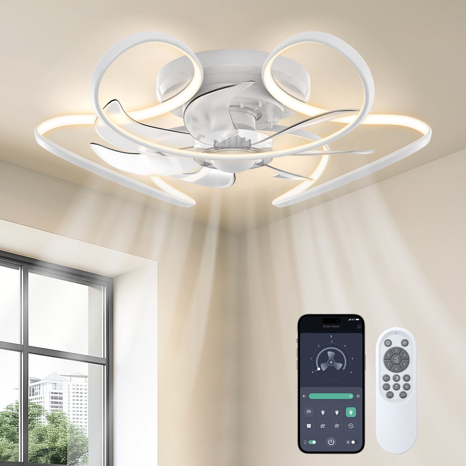 BLITZWILL Modern Ceiling Fans with Lights Remote