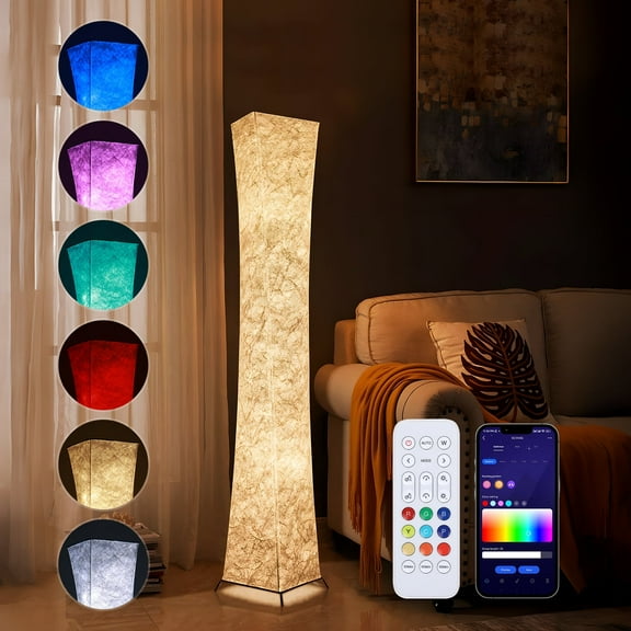 BLITZWILL Soft Light LED Floor Lamp RGB Color Changing 52'' Tall Corner Lamp ,Standing Lamp With Remote & Smart App Control, Music Sync, for Living Room Bedroom Game Room, Square