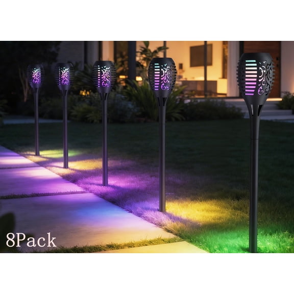 BLITZWILL Solar Lights Outdoor, 8Pack Multicolor Solar Christmas Lights ,Solar Torch Light Waterproof Outside ,for Garden Patio Pathway Yard Xmas Decor