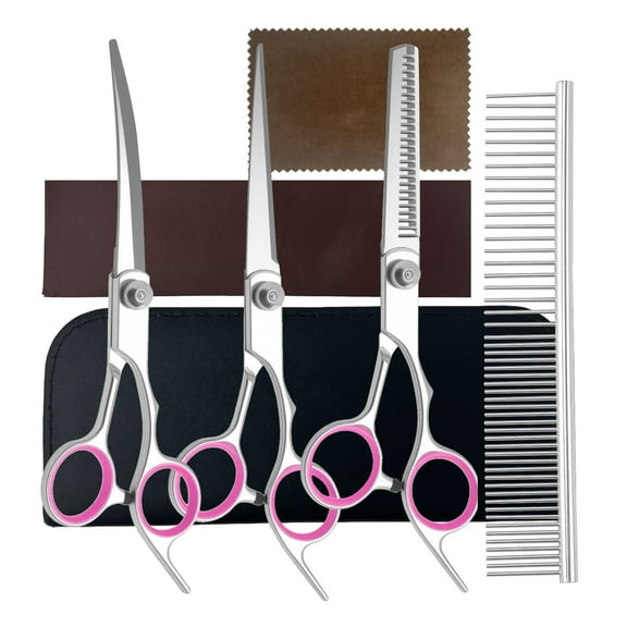 BLIWINPT 7-in-1 Grooming Kit for Dogs at Home with Stainless Steel Scissors Professional Dog Grooming Scissors Ergonomic Dog Shears for Grooming Perfect for Small and Large Dogs