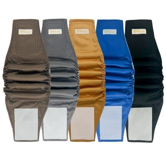 BLIWINPT Doggie Diapers Premium Belly Bands for Male Dogs Washable Boy Dog Diapers Small Natural Color 5packs (S, 9” - 11” Waist)