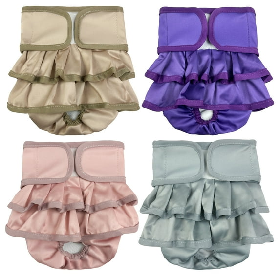 BLIWINPT Washable and Reusable Female doggie diapers Premium Skirt Design Dog diapers female Natural Color 4pack (XL, 20” - 27” Waist)