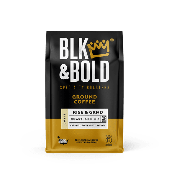 BLK & Bold Rise & GRND Blend, Medium Roast Ground Coffee - 10.5 oz